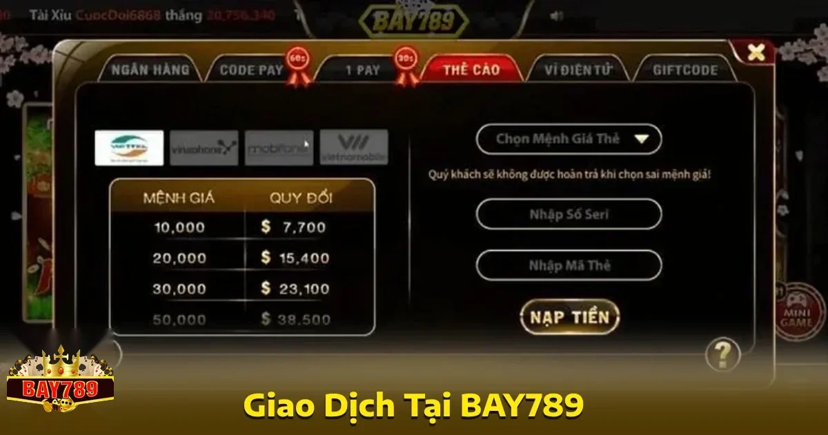 Bay789 đã tối ưu hóa quy trình nạp và rút tiền mọi giao dịch đều được xử lý nhanh chóng